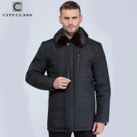 15560 Fashion Warm Man Polyester Jacket Coats New Style Casual Men Long Winter Coat With Mink Fur Turndown Collar